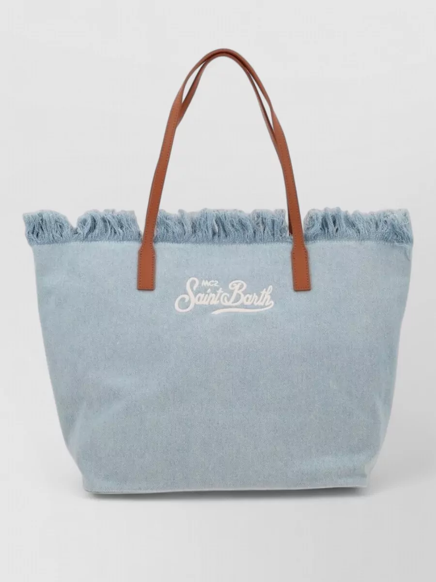 Mc2 Saint Barth Denim Fringed Tote Bag