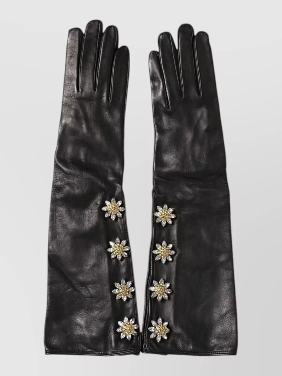 Dolce&Gabbana leather embellished long gloves