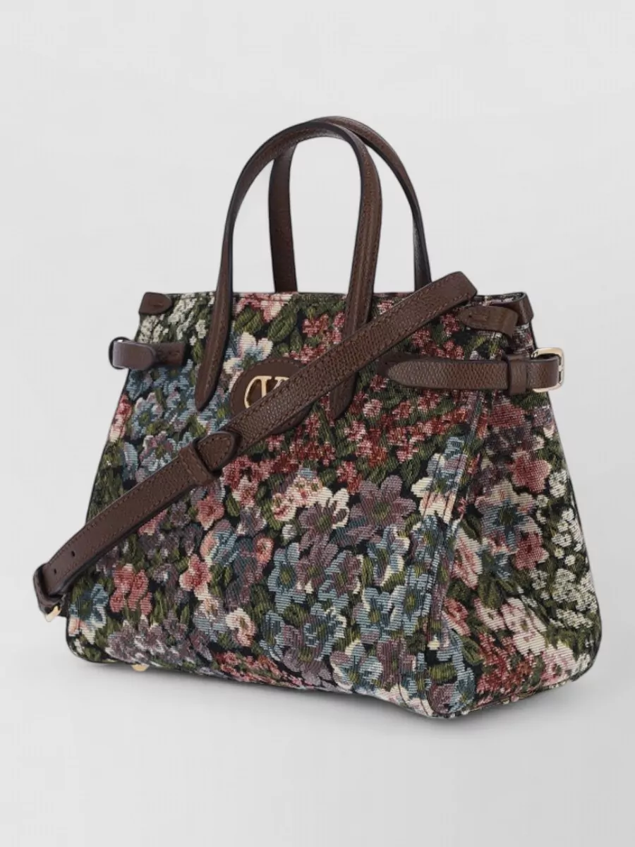 Valentino Garavani Tote Bag Structured Shape Floral Pattern Handles