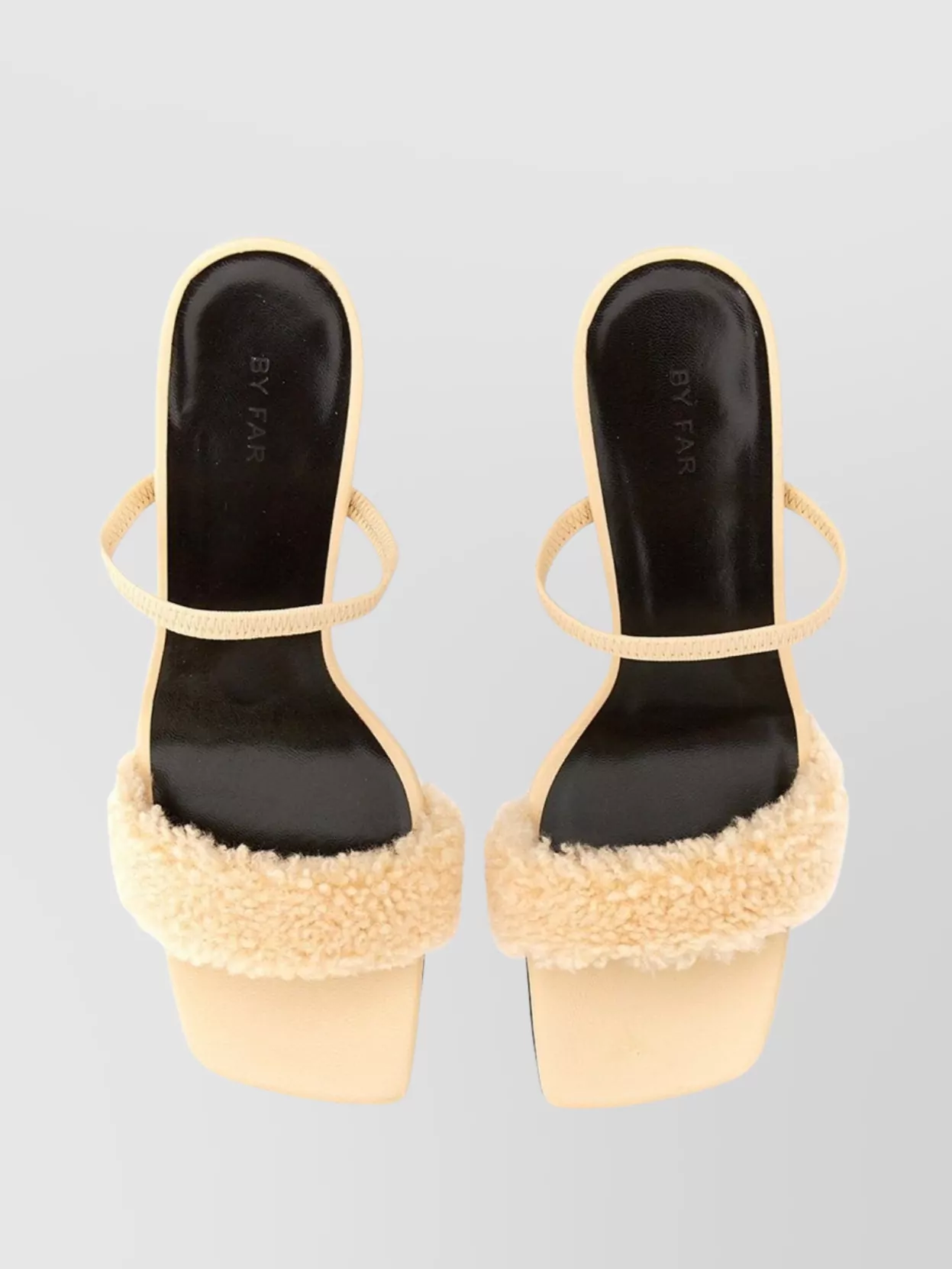 By Far Pink Ada 100 Shearling Trim Leather Sandals