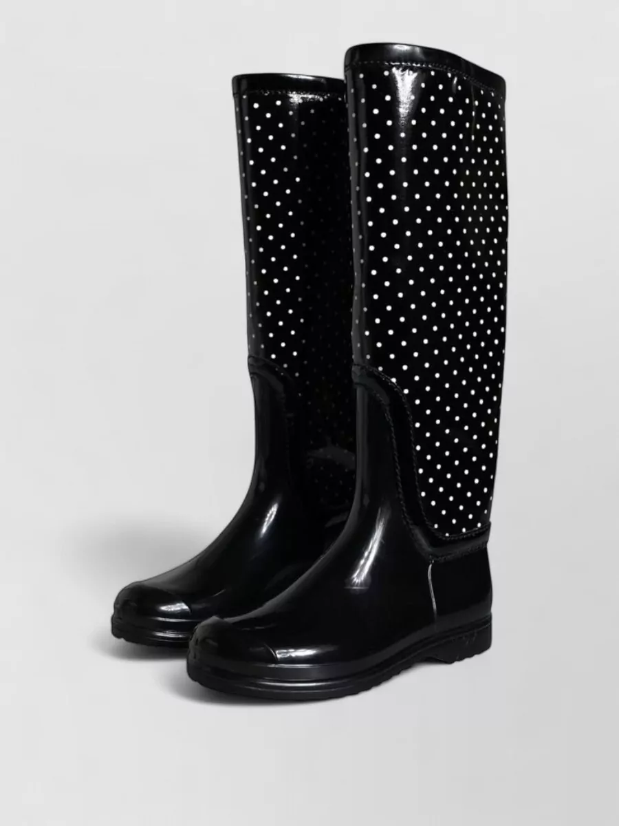 Dolce&Gabbana Polka Dot Rubber Knee-High Rain Boots