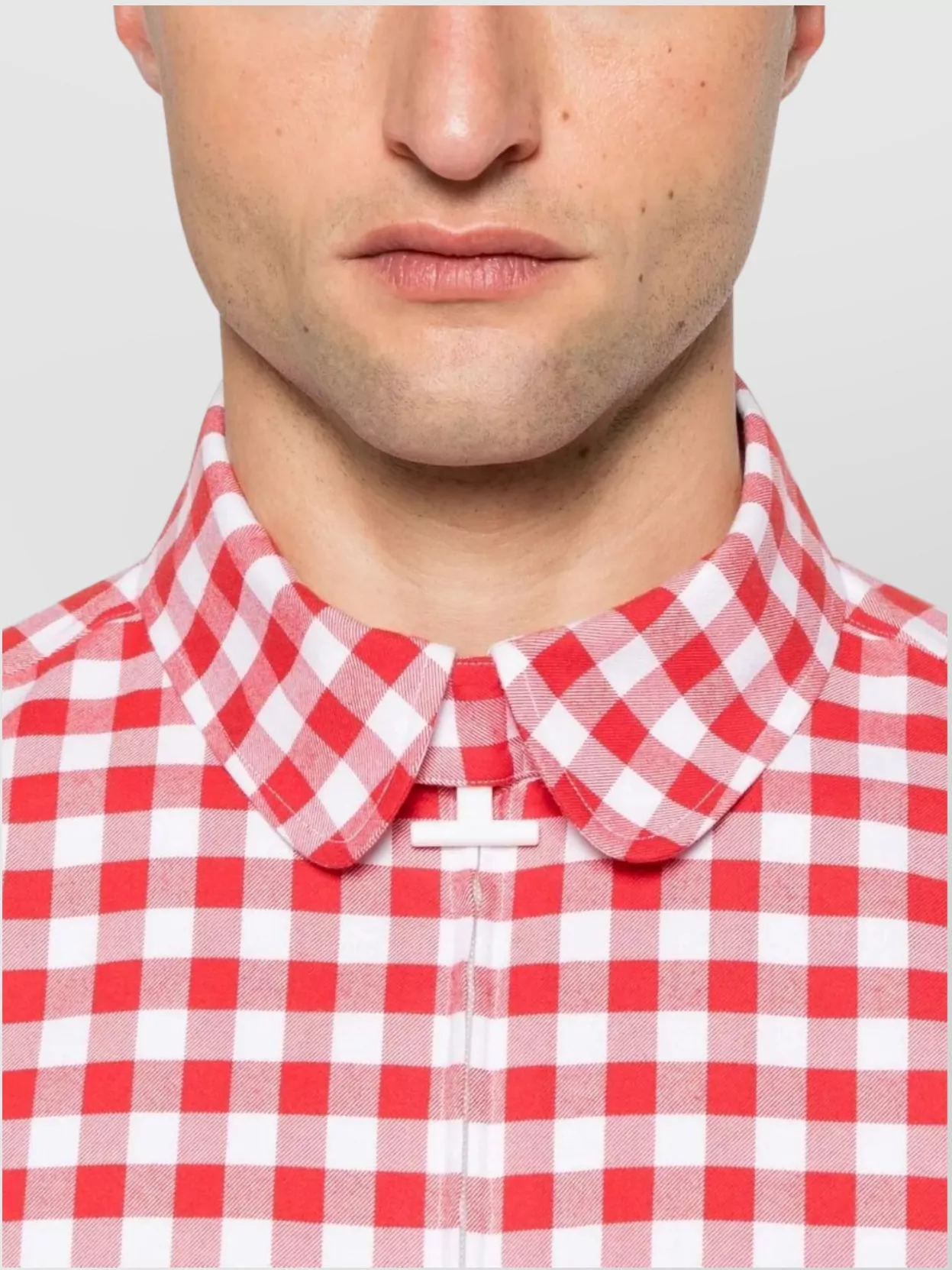 Thom Browne Round Hem Zip Up Shirt With T Bar Puller