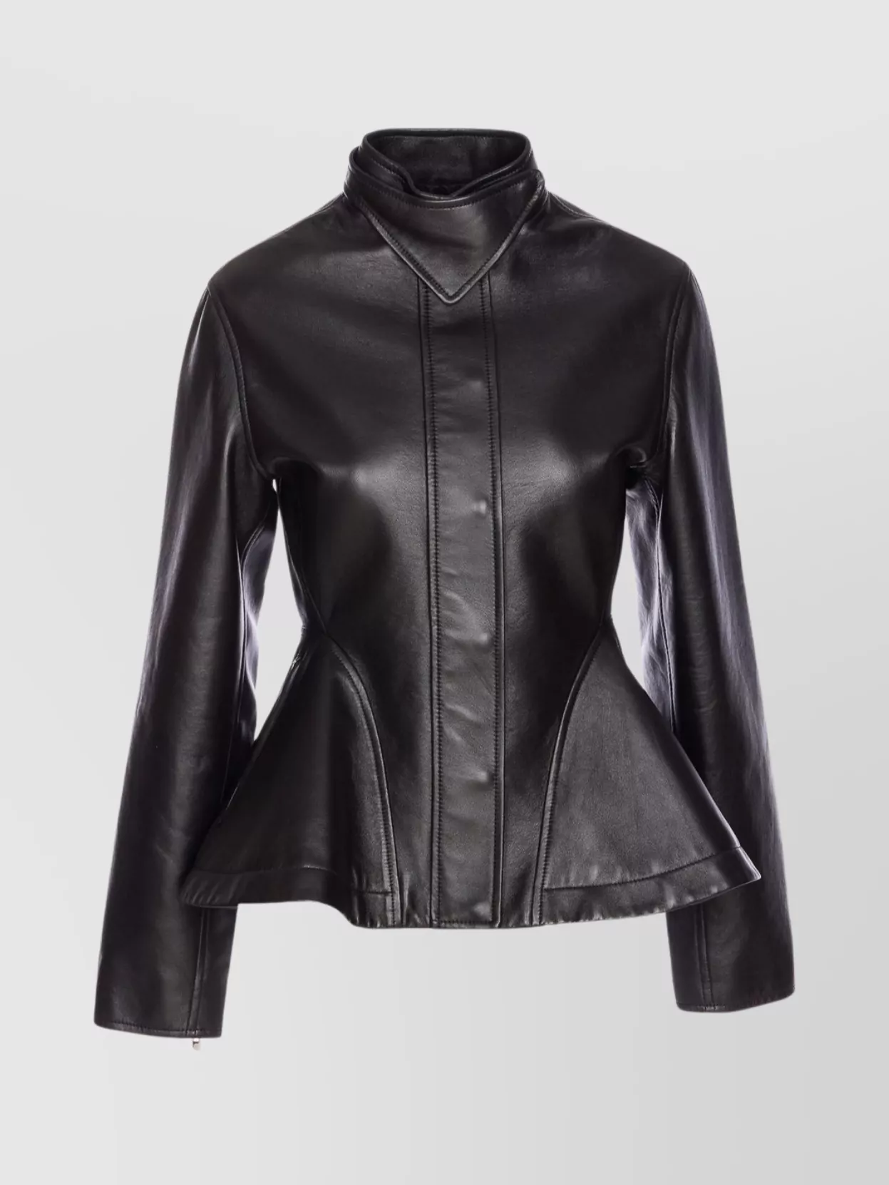 Alaïa Leather Jacket Collar Detail In Black
