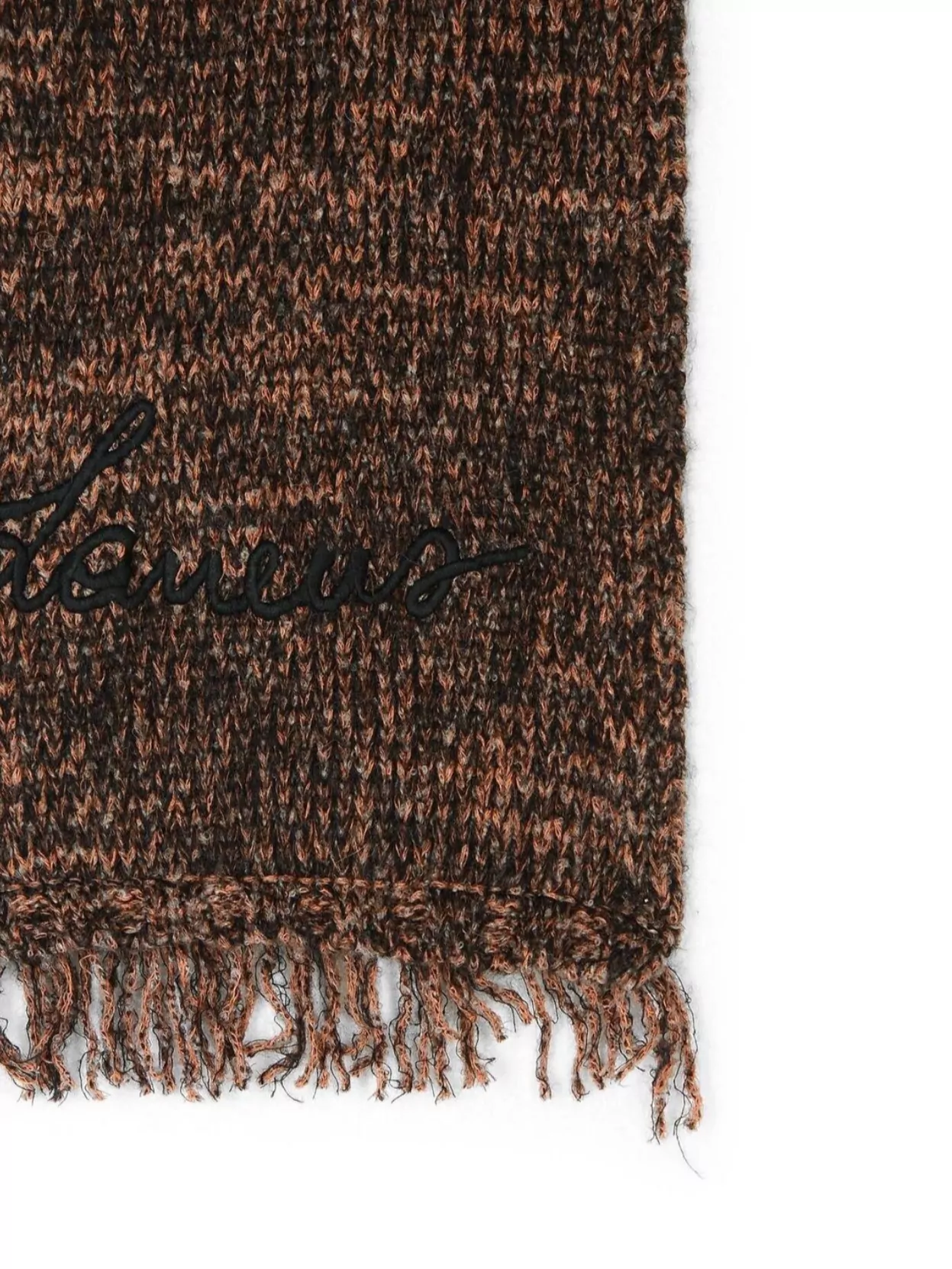Laneus Textured Knit Scarf Fringed Edges