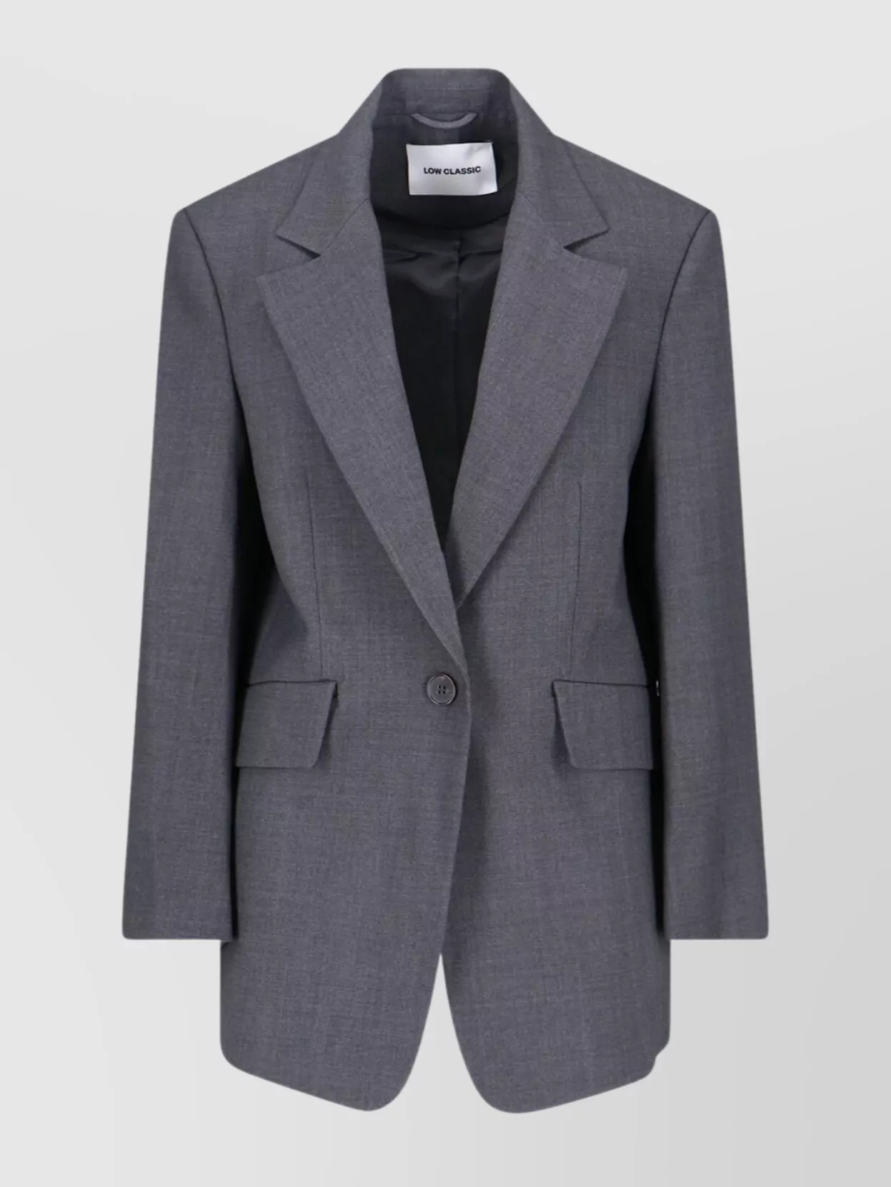 Low Classic Tailored Blazer With Notch Lapel And Pockets In Gray