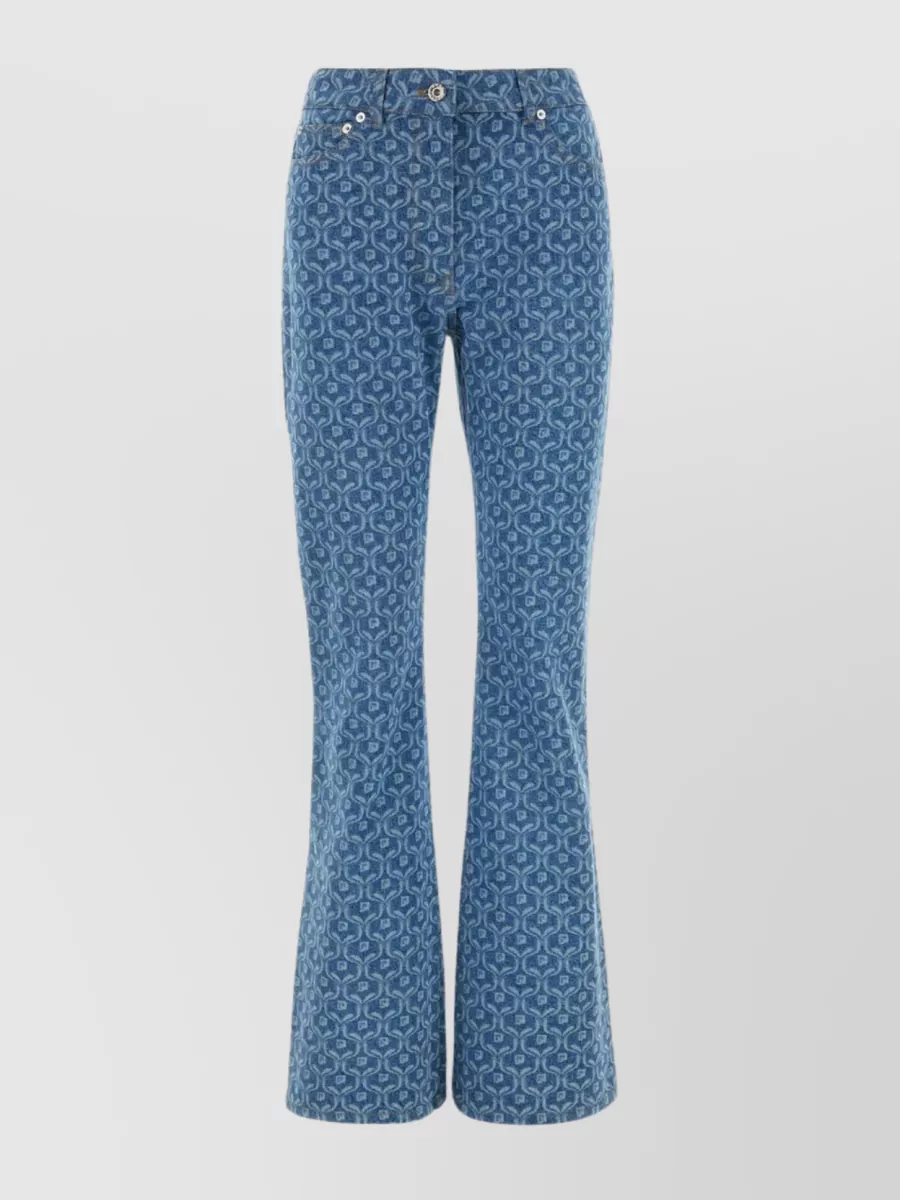 Shop Rabanne Denim Flare Print Trousers In Blue
