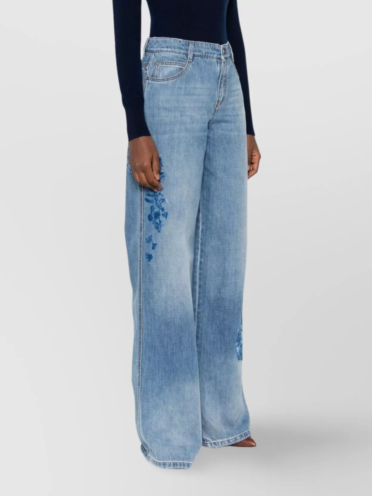 Ermanno Scervino Wide-Leg Trousers Floral Embroidery