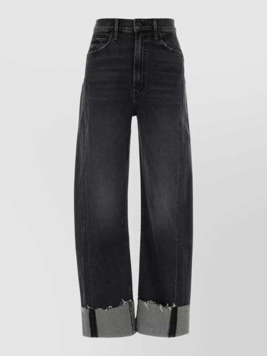 Mother high-rise cropped wide-leg denim jeans