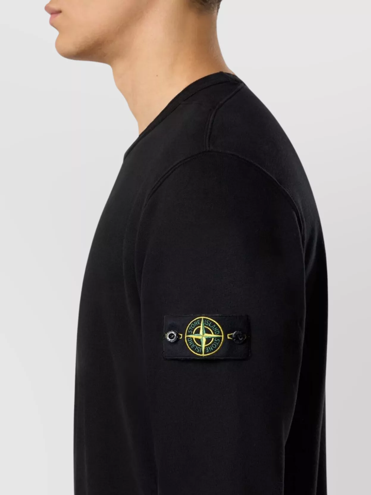 Stone Island Oversized Ribbed Hoodie With Drawstring In Black