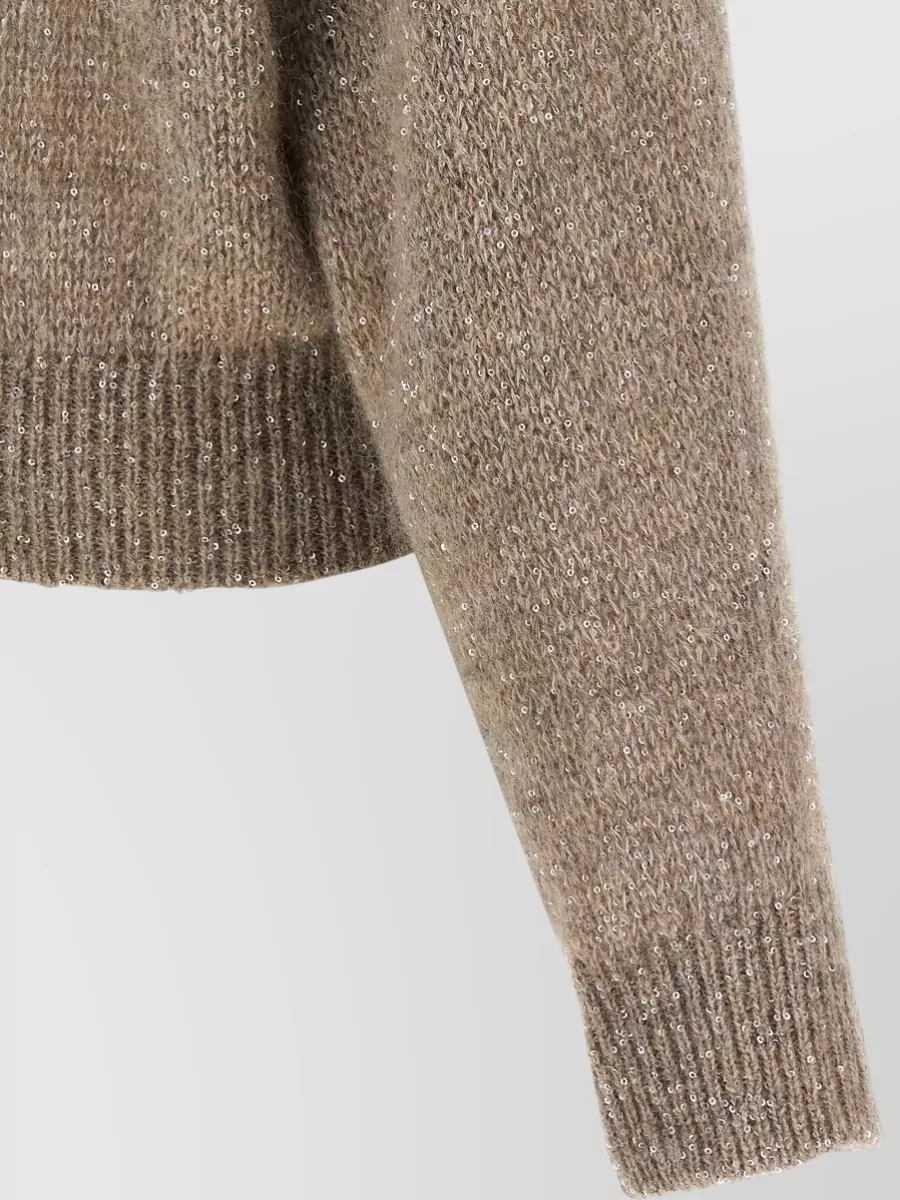 Brunello Cucinelli Sequined Mohair Alpaca-Blend Crew-Neck Sweater