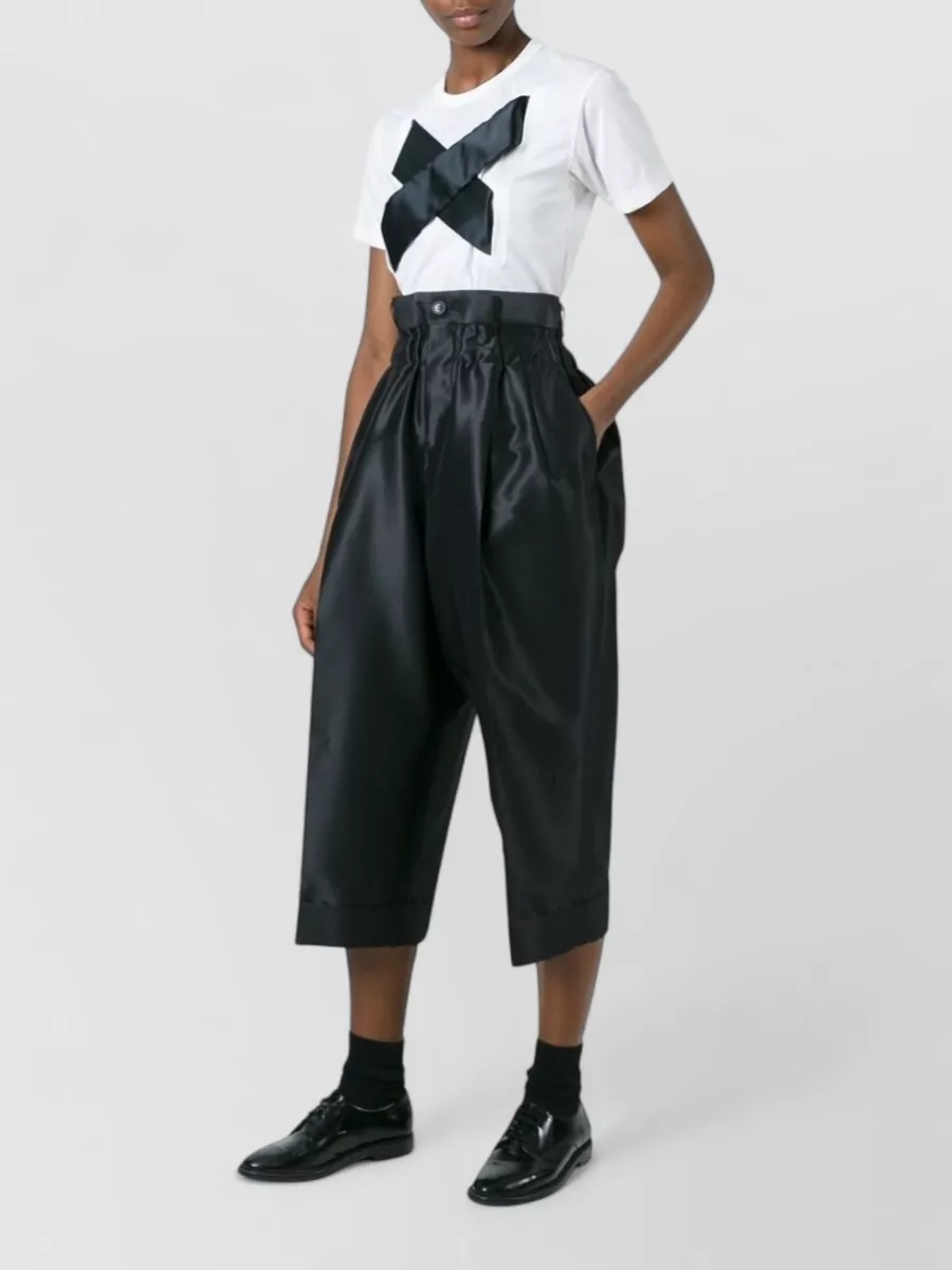 Comme Des Garçons Silk Cropped Pleated Trousers
