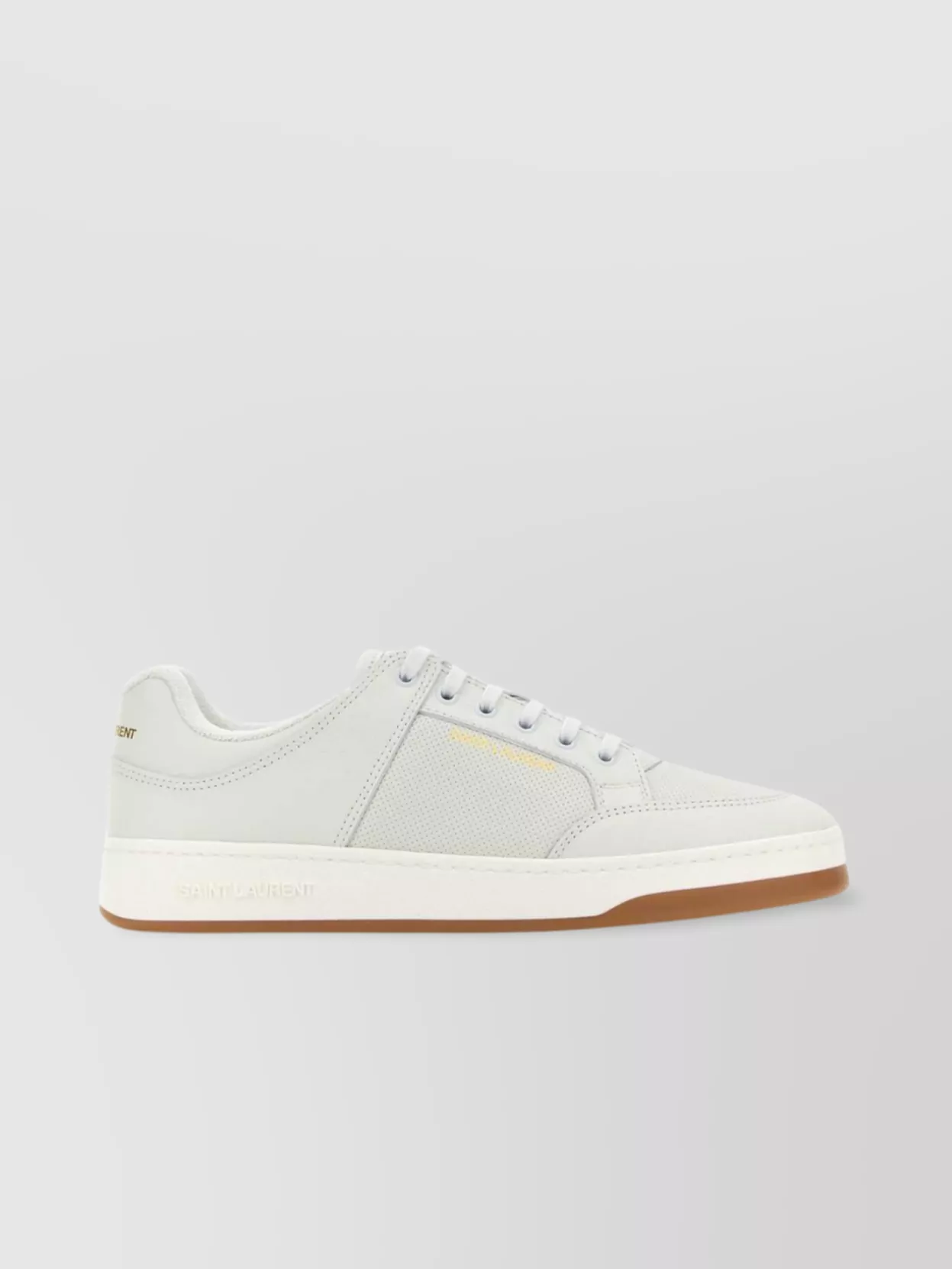 Shop Saint Laurent Leather Low-top Sneakers With Perforated Detailing