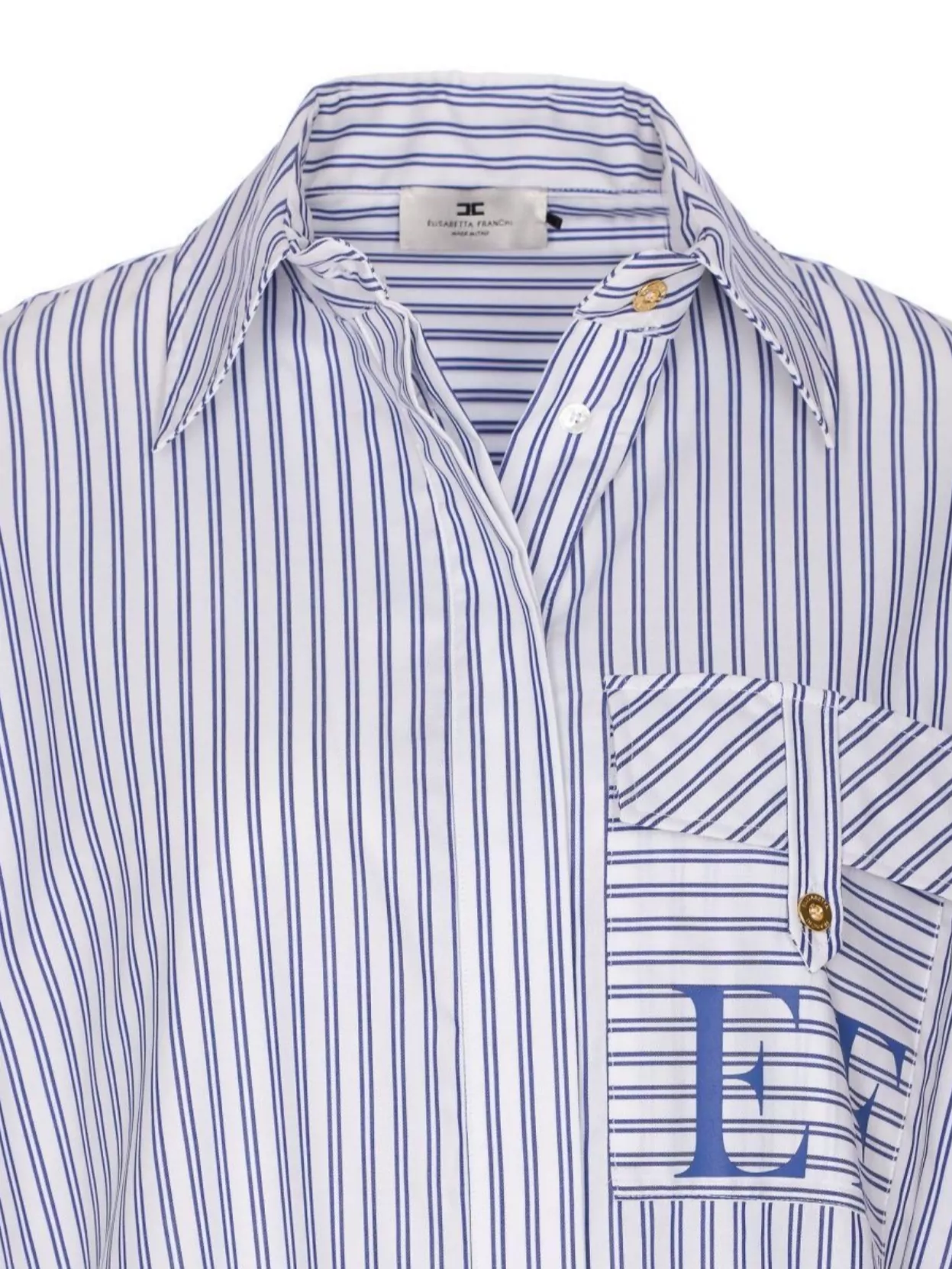 Elisabetta Franchi Striped Button-Down Collar Shirt With Chest Pocket
