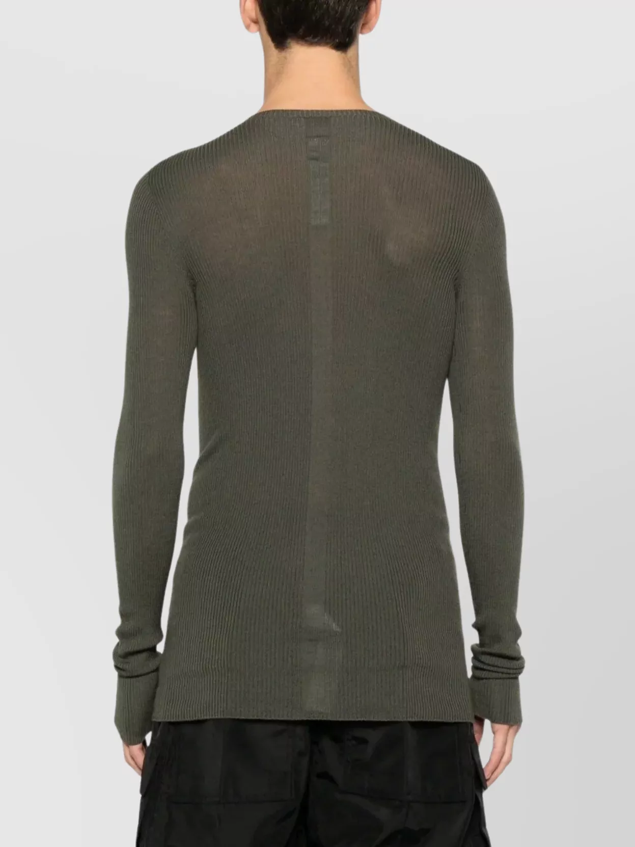 Rick Owens Ribbed Knit Crewneck Long Sleeve Sweater