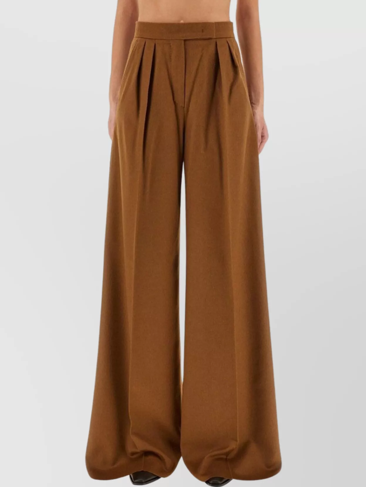 Max Mara Wide Leg High Waist Trousers In Brown