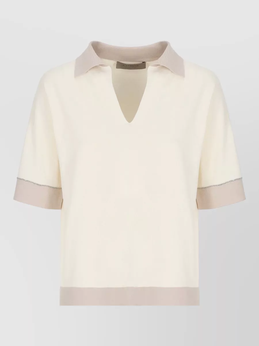 D.exterior Short-Sleeve V-Neck Polo Shirt
