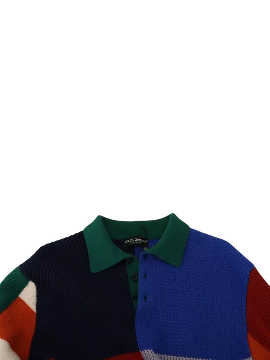 Dolce&Gabbana Virgin Wool Striped Polo Sweater