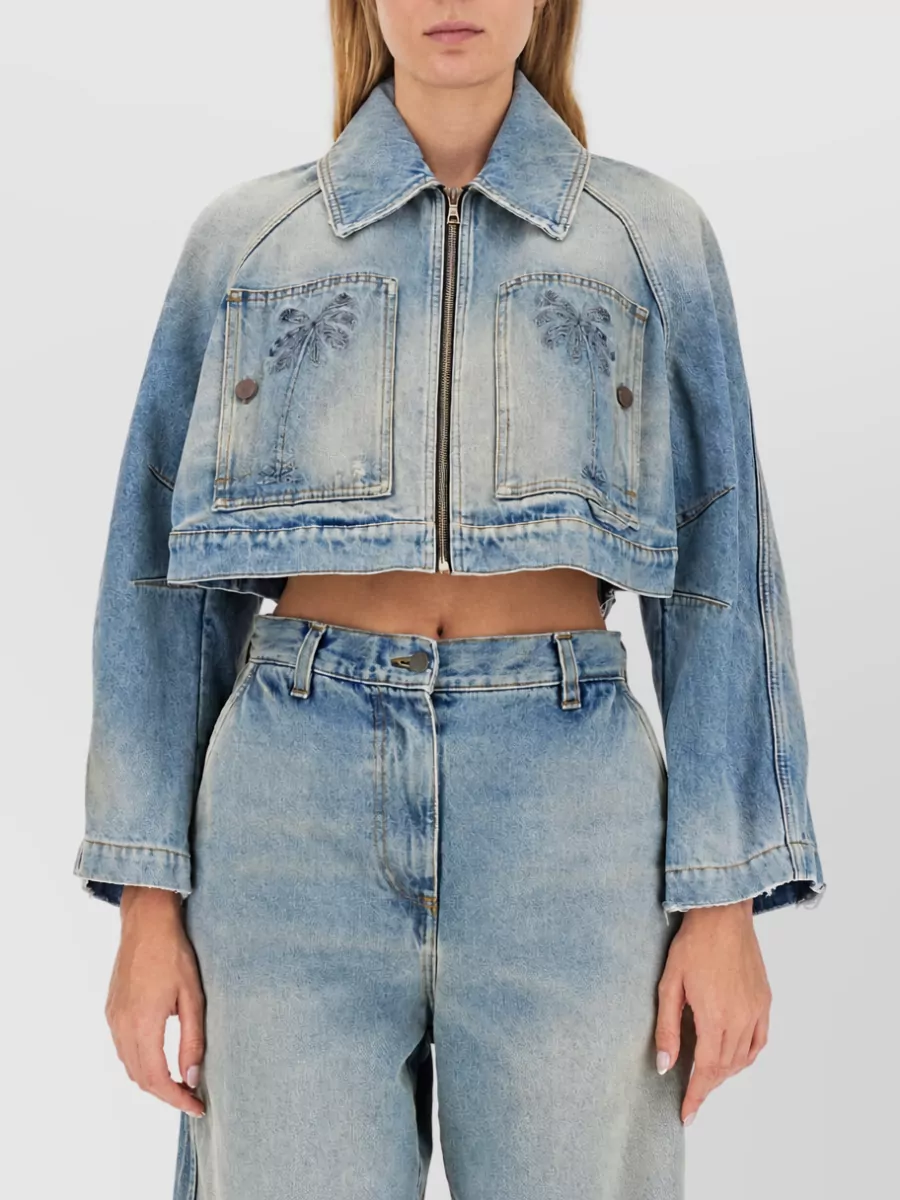 Palm Angels Cropped Denim Jacket