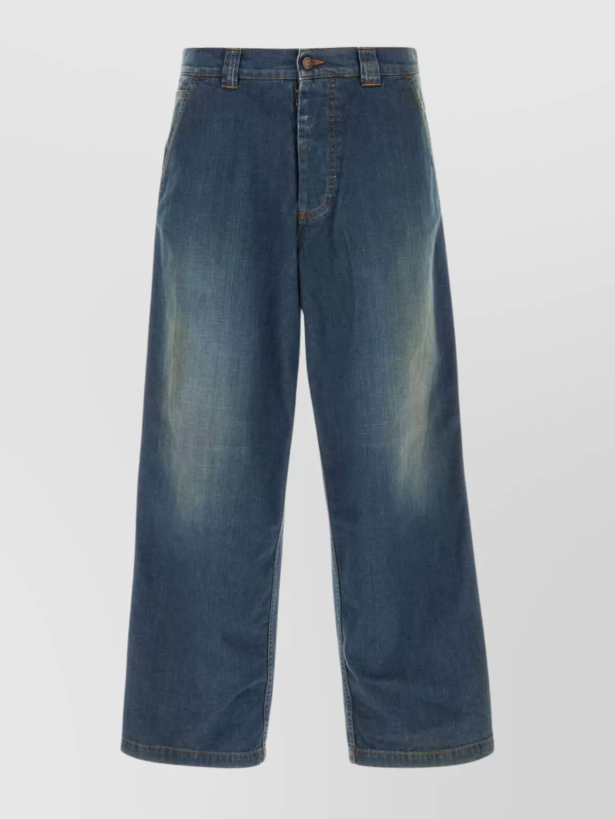 Shop Maison Margiela Wide-leg Denim Trousers With Belt Loops And Cargo Pockets