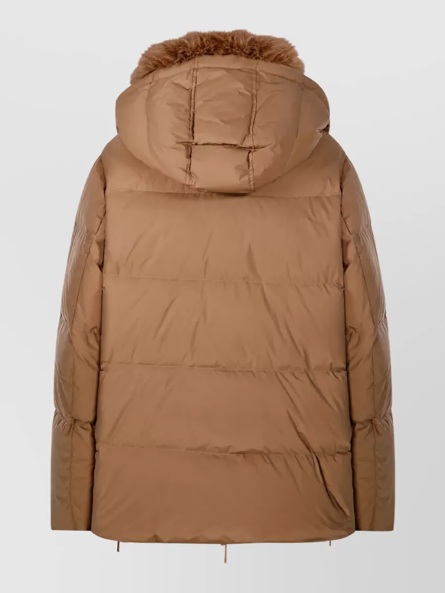Yves Salomon Fox Fur Trimmed Puffer Parka Coat