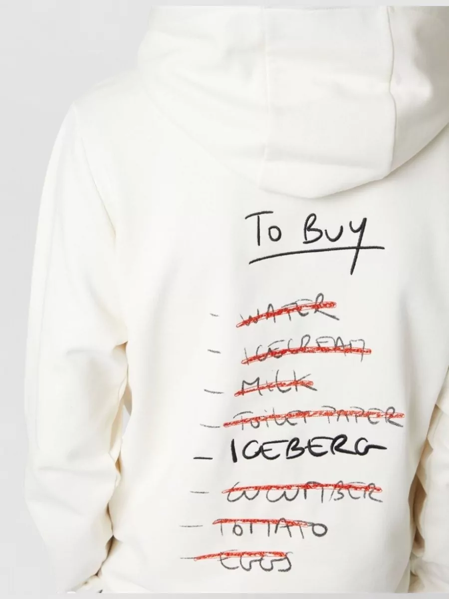 Iceberg Logo Hoodie Sweatshirt Featuring Front Pocket