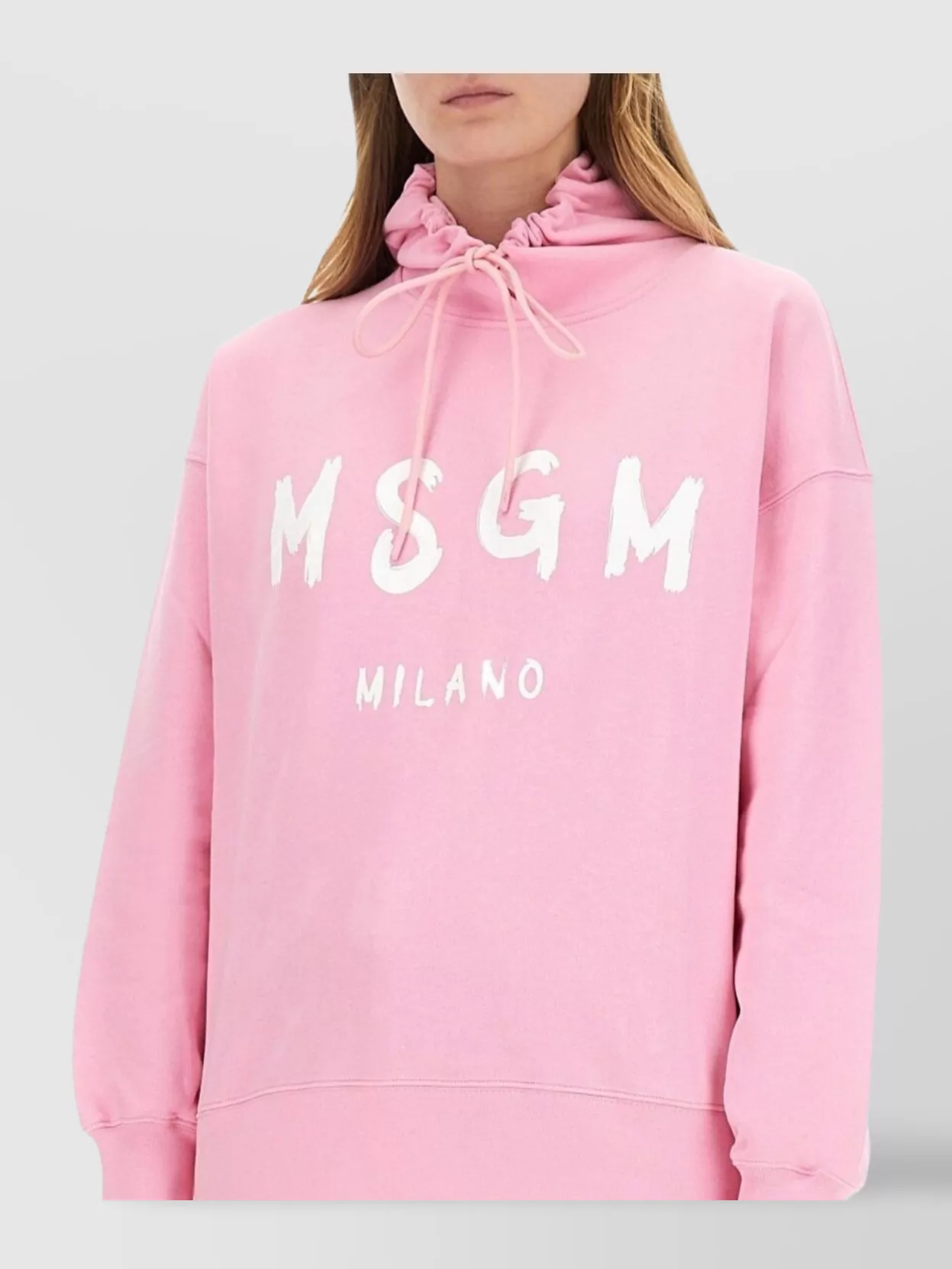 MSGM HOODED SWEATSHIRT WITH DRAWSTRING AND RIBBED FINISH