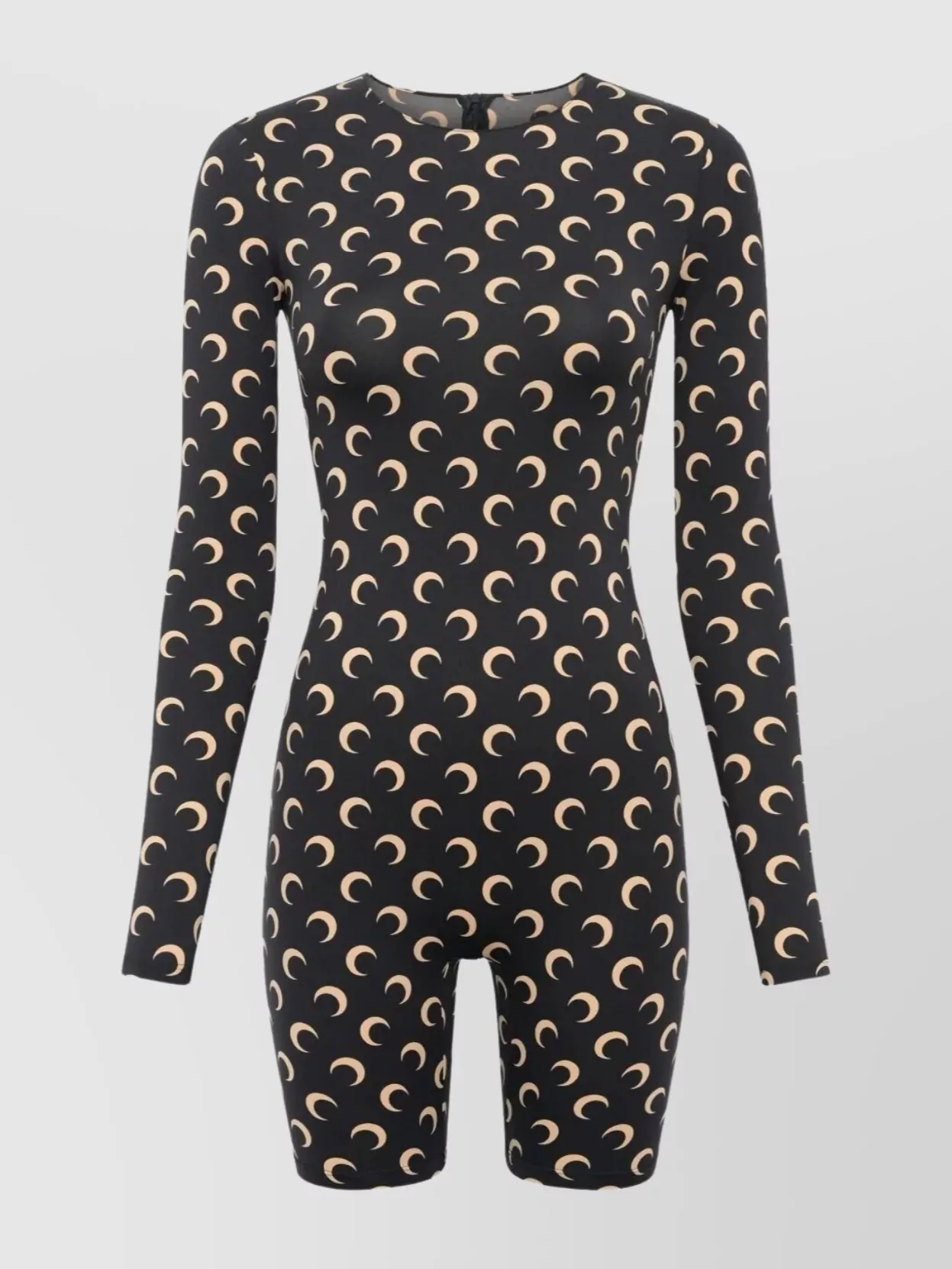 Marine Serre Celestial Pattern Long Sleeve Short Jumpsuit In Black