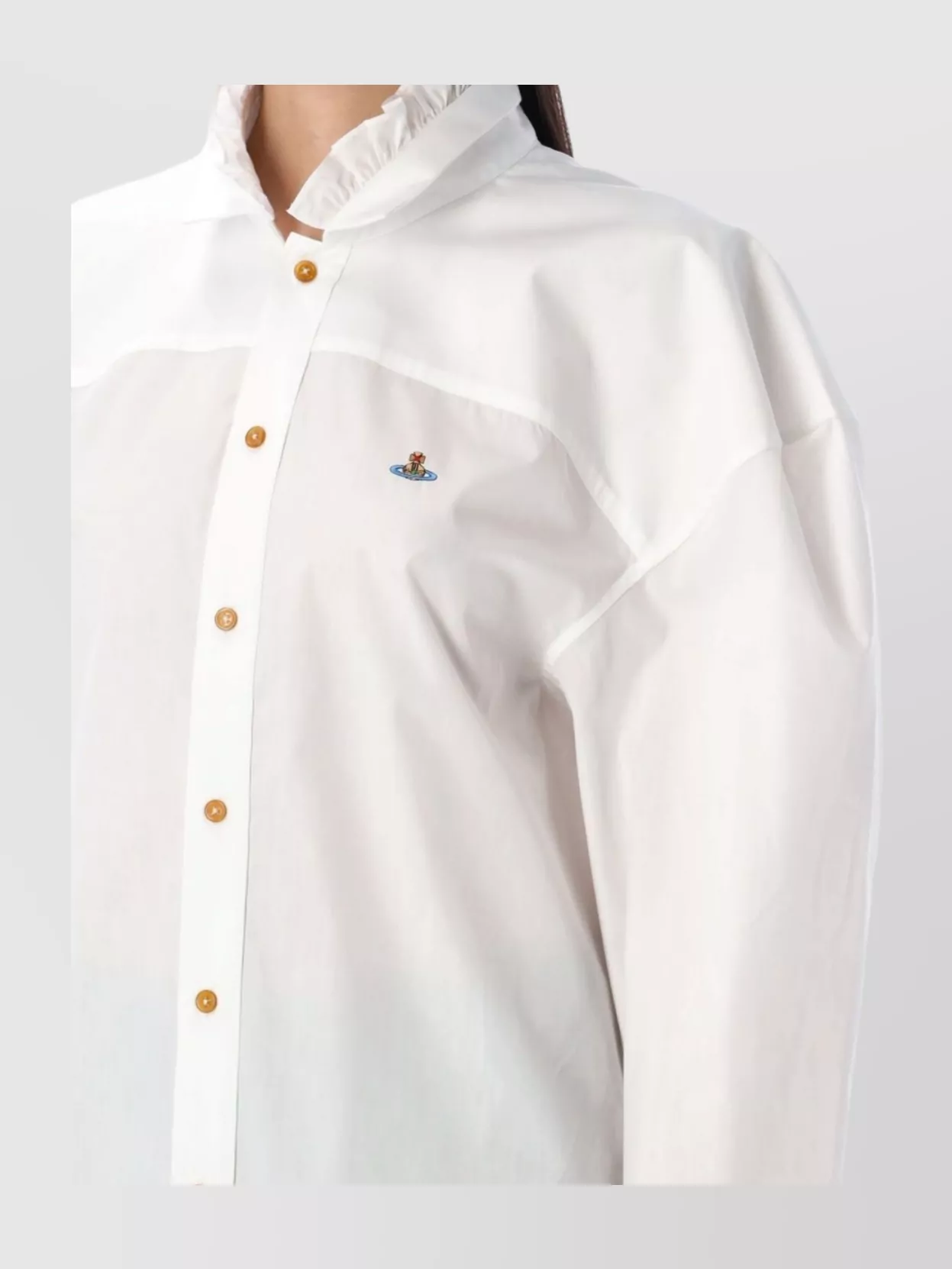 Vivienne Westwood Orb Logo Embroidered Drunken Shirt In White