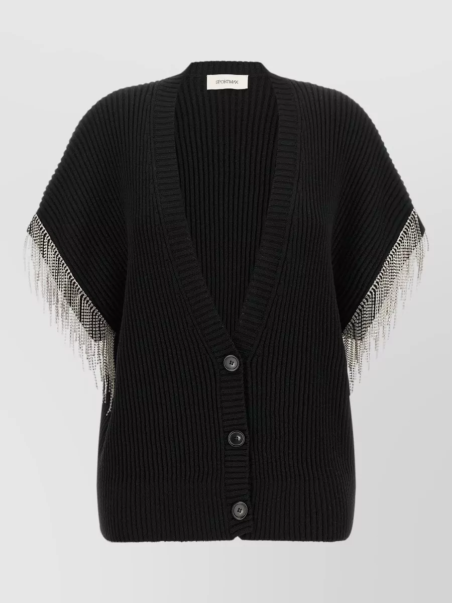 Sportmax Virgin wool ribbed v-neck cardigan