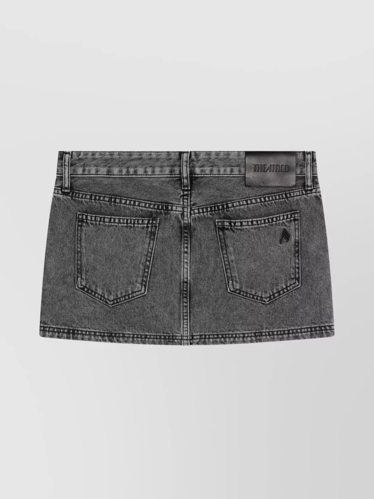 Attico Denim Mini Skirt Pockets Loops In Gray
