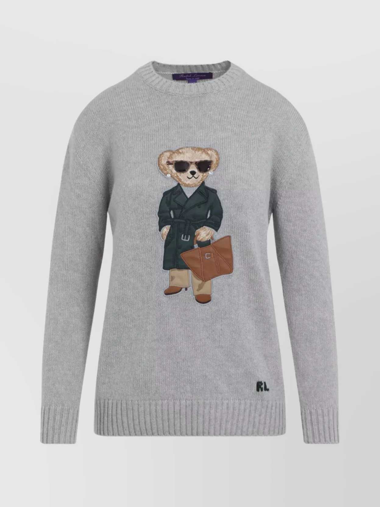 Ralph Lauren Collection Bear Embroidered Cashmere Pullover