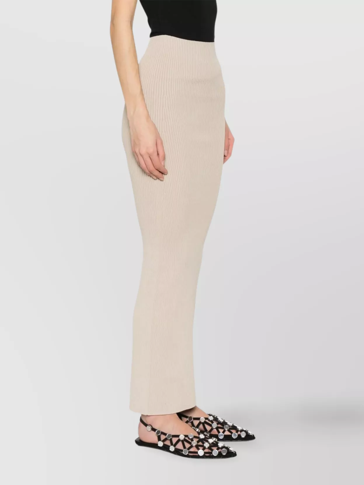 Max Mara High Waisted Ankle Length Fitted Skirt In Neutral