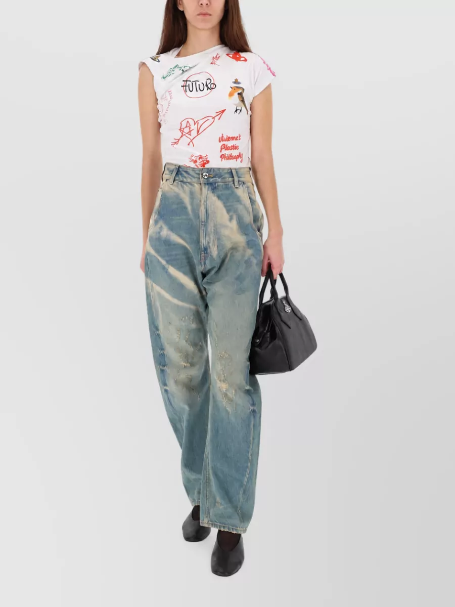 Vivienne Westwood Denim Buckle Back Straight-Leg Jeans