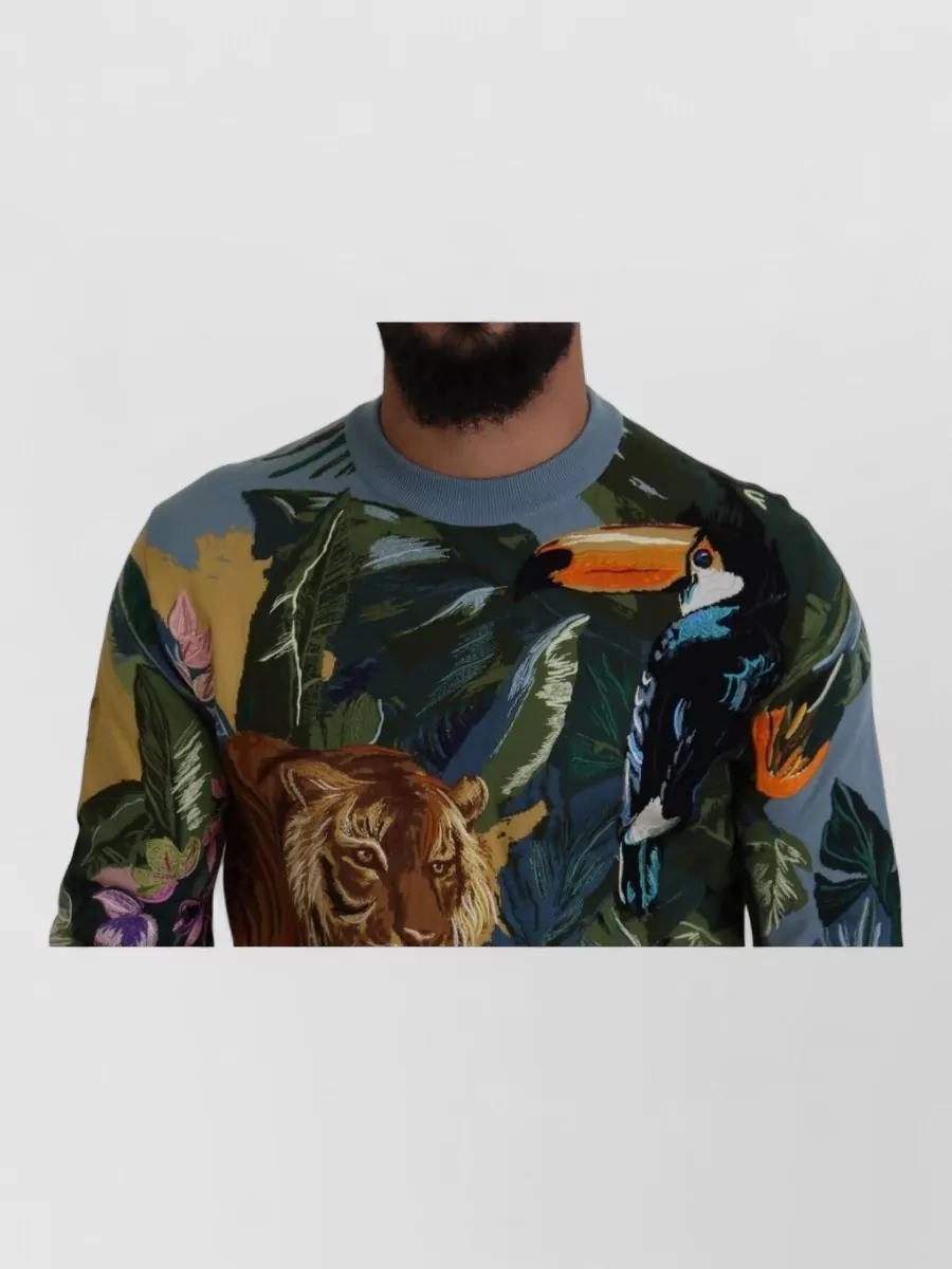 Dolce&Gabbana Wool Silk Jungle Print Sweater