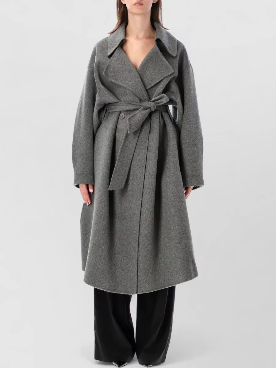The Frankie Shop Wool oversized double-breasted belted trench coat
