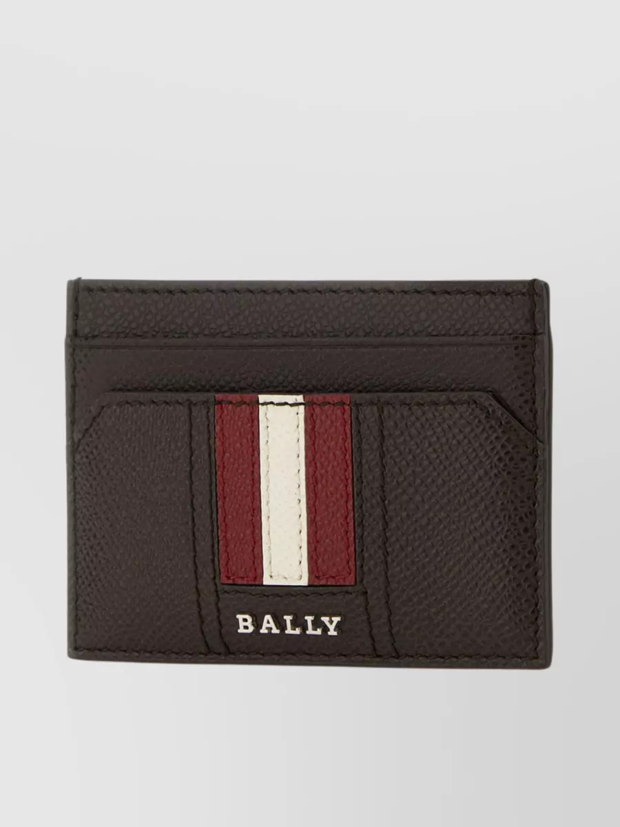 Shop Bally Thar Stripe Leather Card Holder In Brown