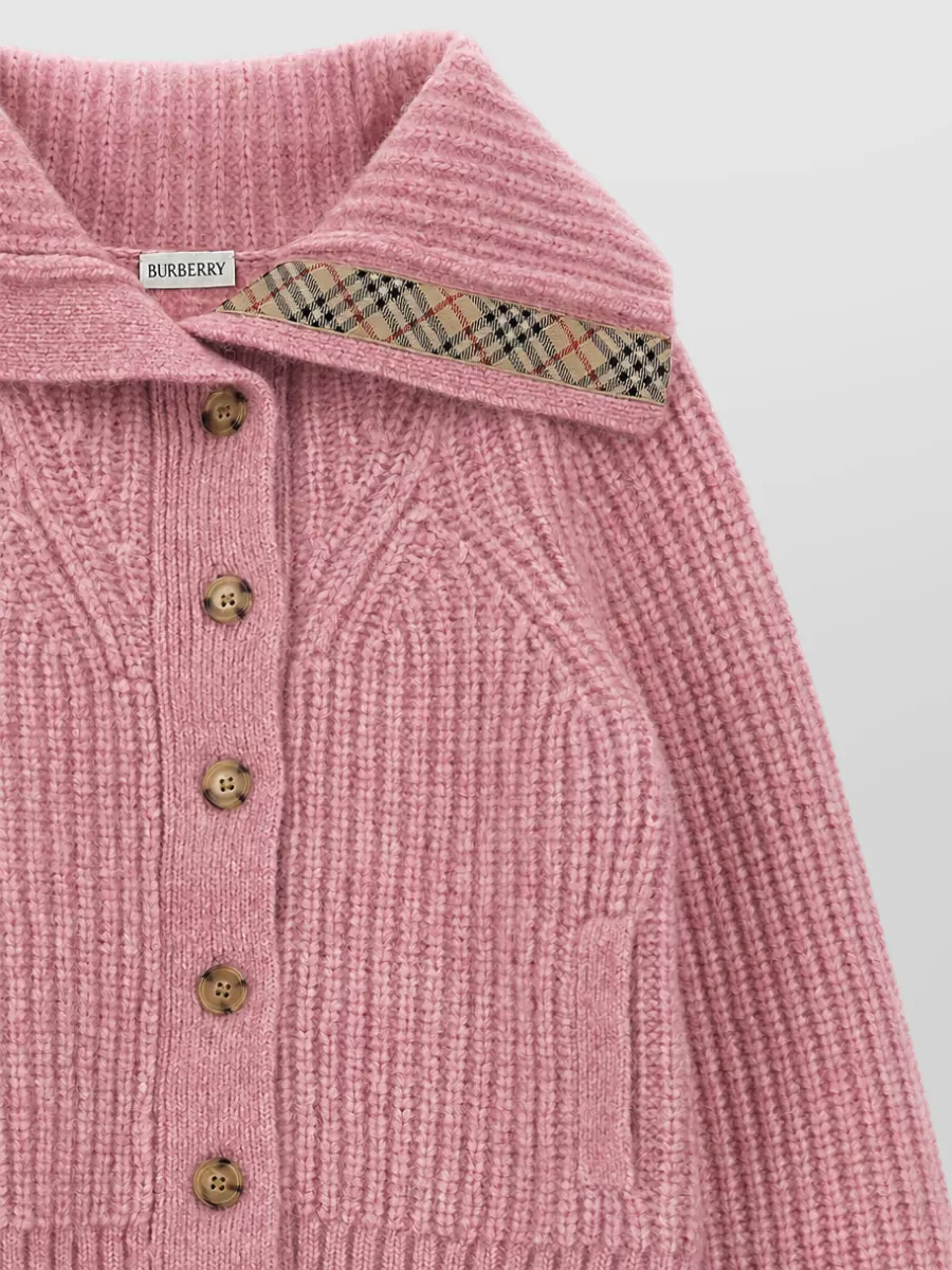 Burberry Wool Alpaca Thick-Ribbed Cardigan