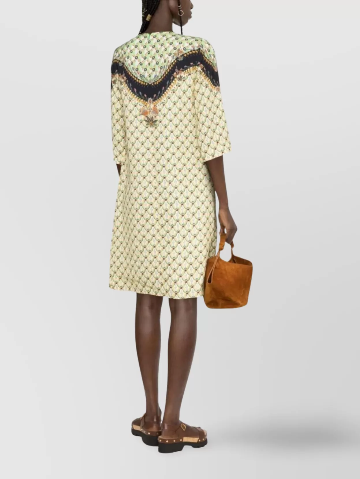 Etro Geometric Floral Embroidered Knee-Length Dress