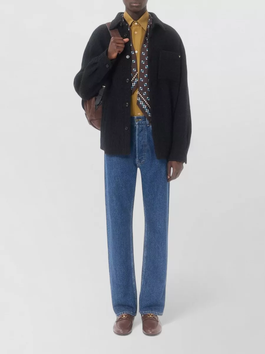 Valentino Textured High-Neck Shirt Jacket