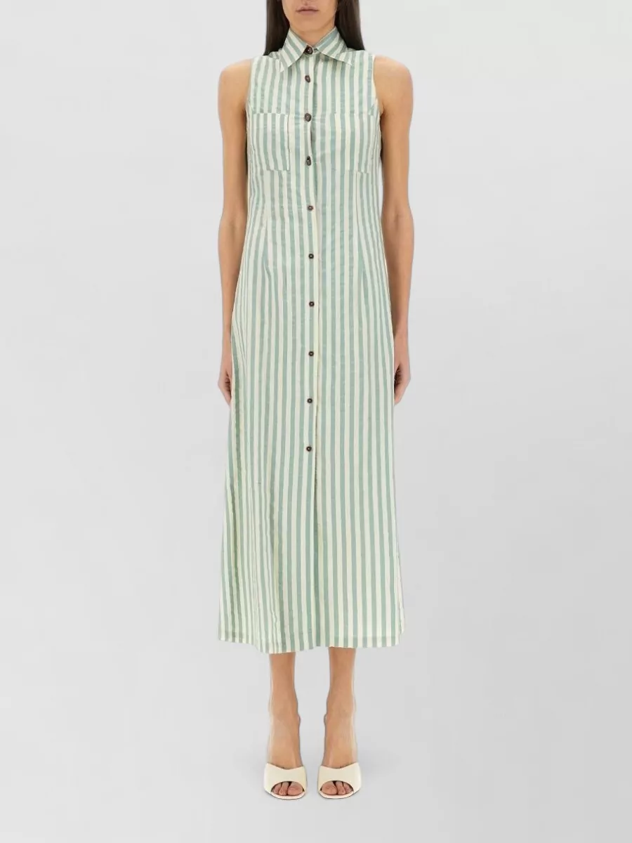 Alysi silk striped shirt midi dress
