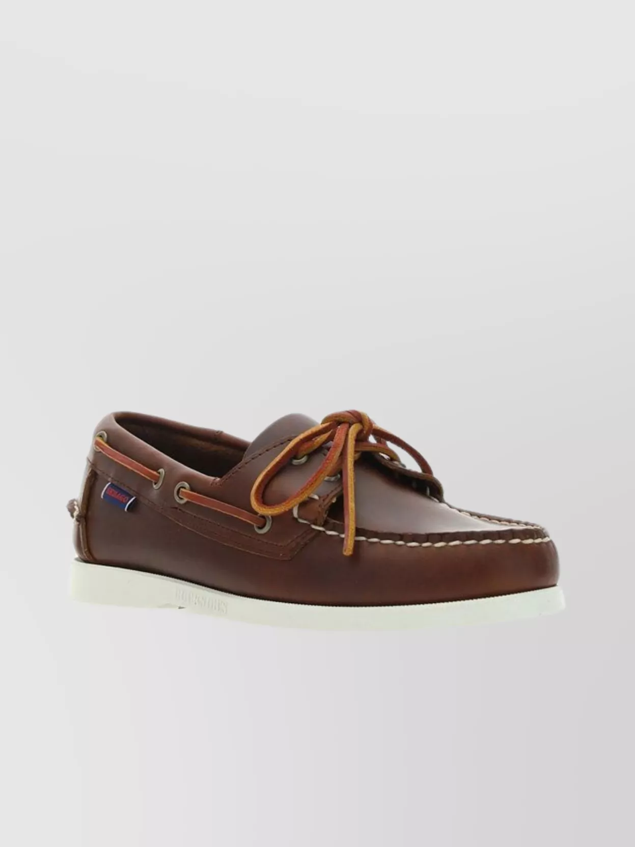 Shop Sebago Stitched Seams Leather Loafers With Contrast Sole