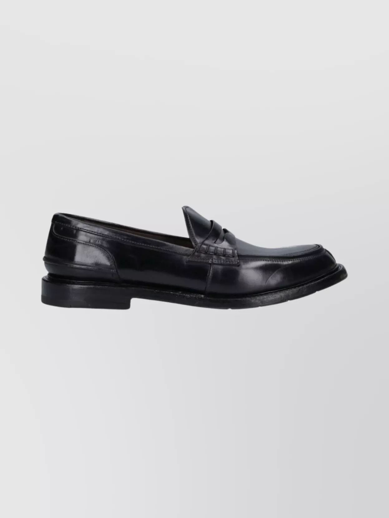 Premiata Round Toe Leather Loafers With Penny Strap