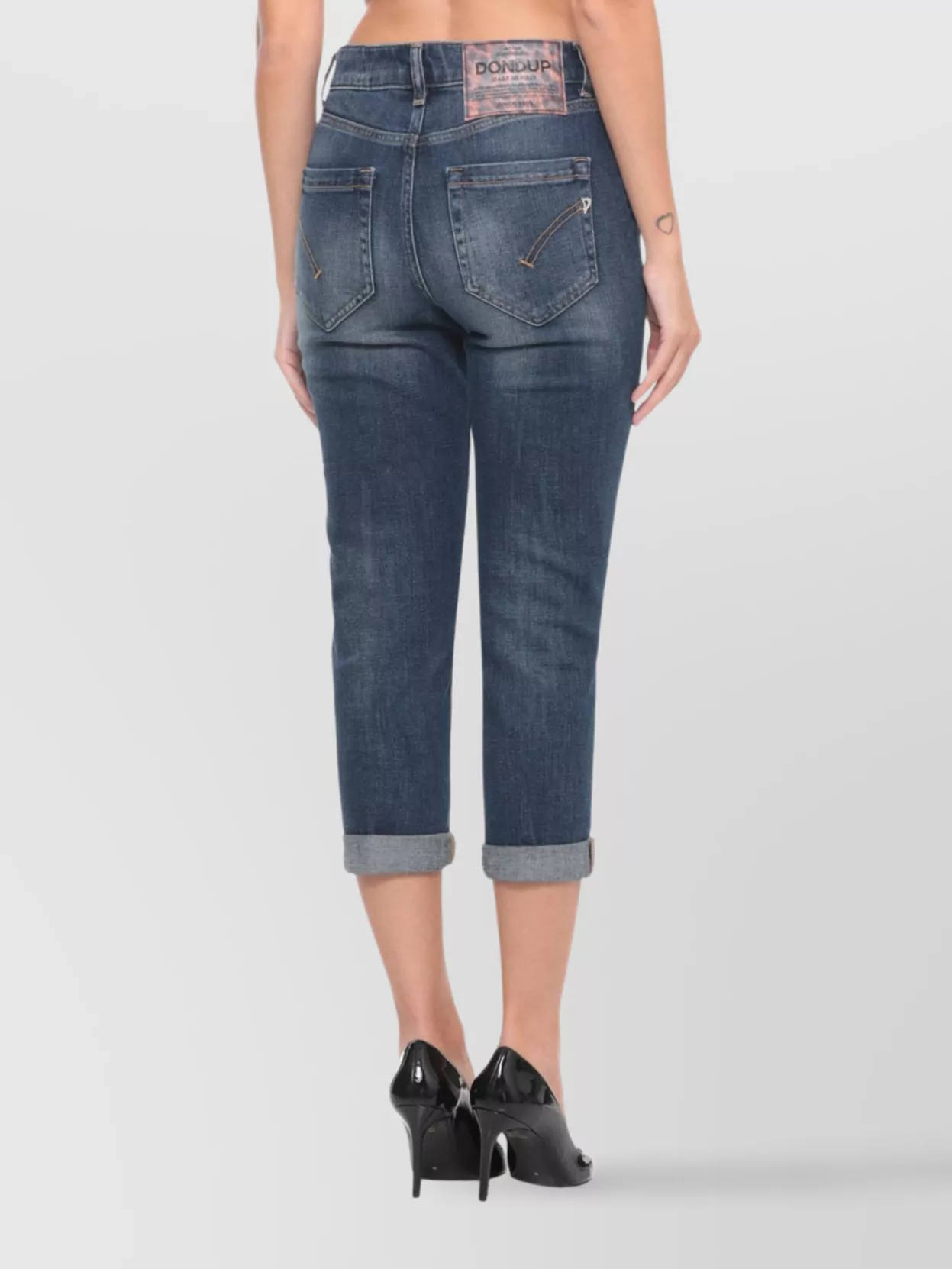 Dondup Straight Cut Denim Trousers With Rolled Cuffs