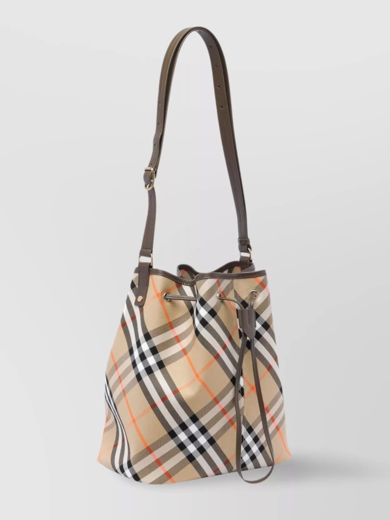 Burberry Checkered Bucket Bag Leather Trim