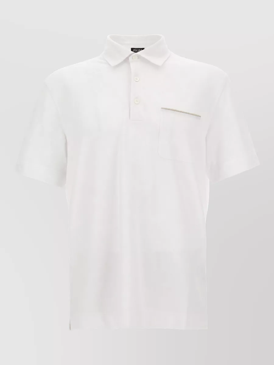 Zegna Piqué cotton short-sleeve polo shirt