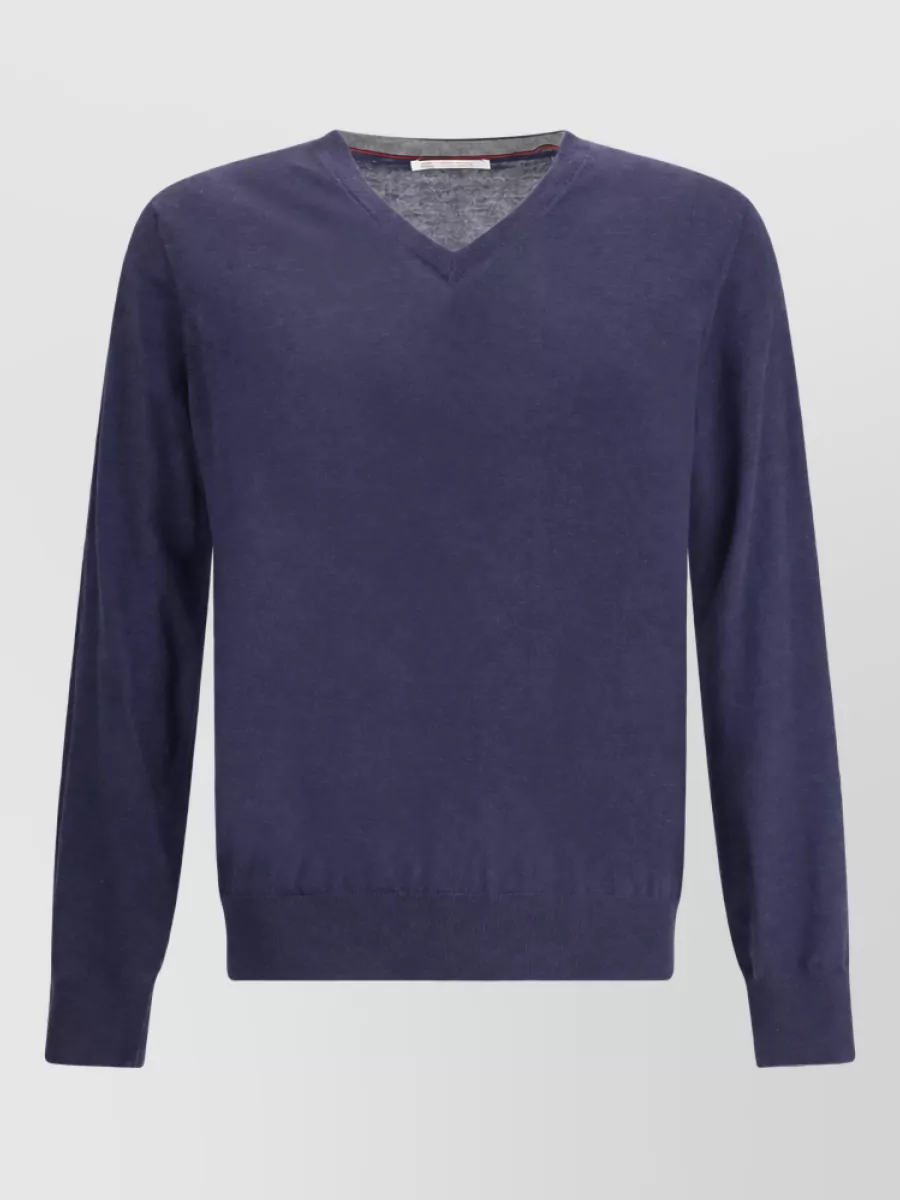 Brunello Cucinelli cashmere wool ribbed v-neck sweater