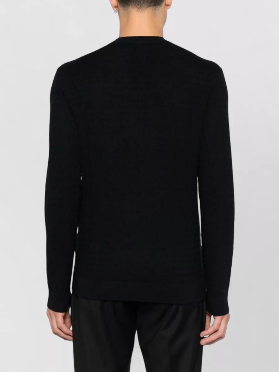 Emporio Armani Wool Crew Neck Textured Knit Sweater