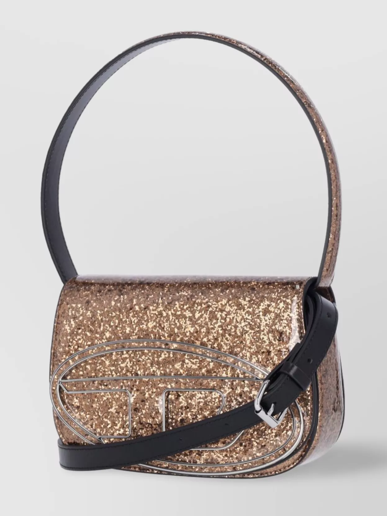Diesel Glitter Strap Shoulder Bag In Metallic