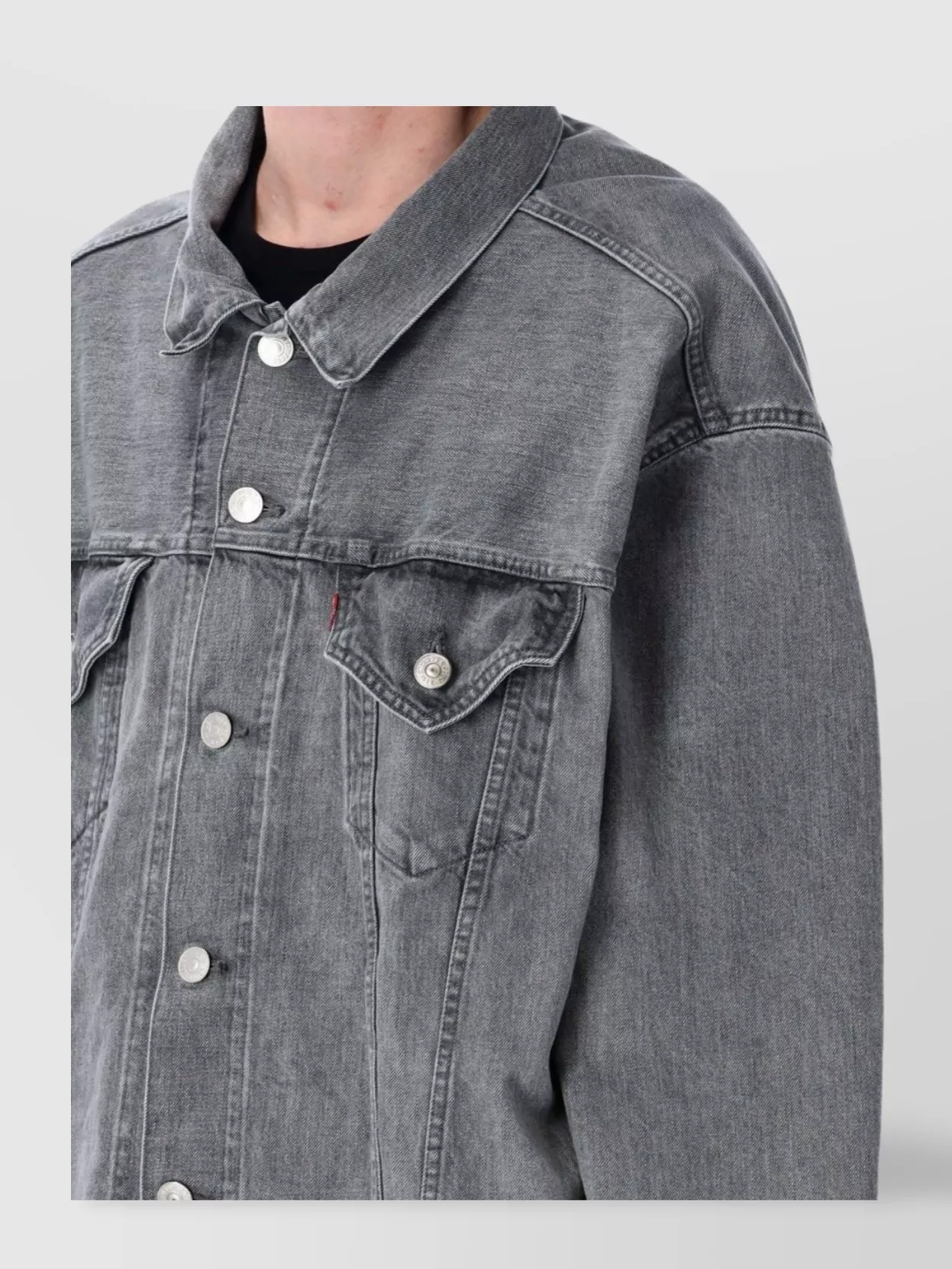 Junya Watanabe Oversized Denim Jacket With Adjustable Back Tabs In Gray