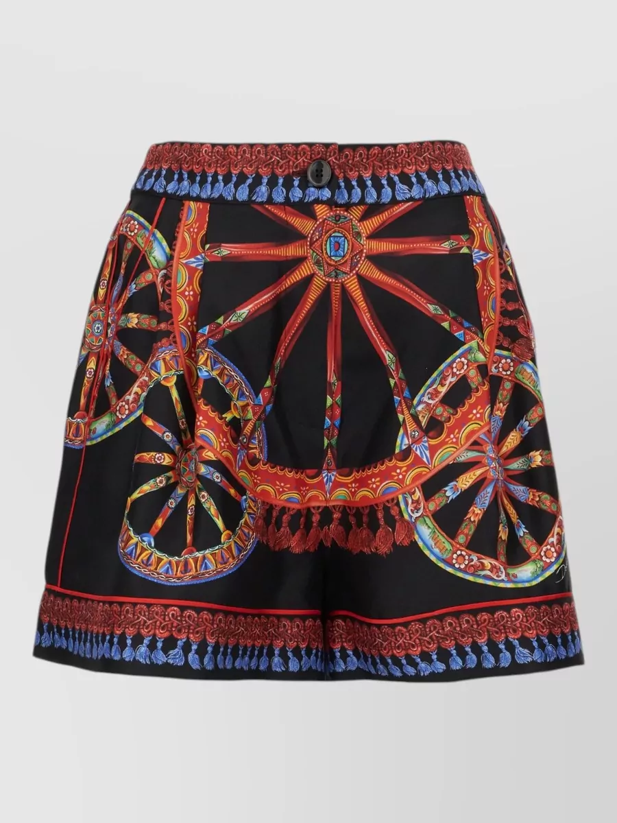 Dolce&Gabbana printed silk cropped trousers